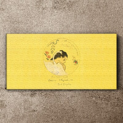 Tableau sur toile Portrait d'une femme sur fond jaune