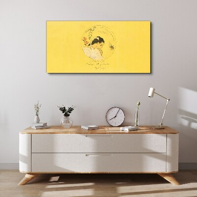 Tableau sur toile Portrait d'une femme sur fond jaune
