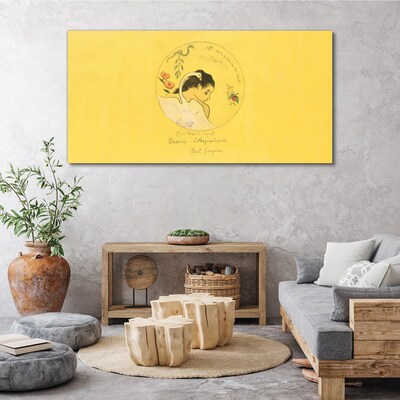 Tableau sur toile Portrait d'une femme sur fond jaune