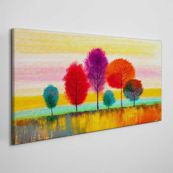 Tableau imprimé sur toile Paysage coloré avec des arbres