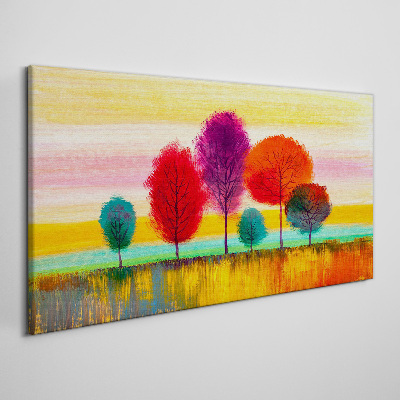 Tableau imprimé sur toile Paysage coloré avec des arbres