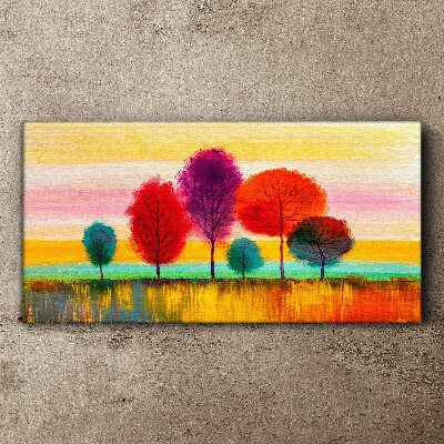 Tableau imprimé sur toile Paysage coloré avec des arbres