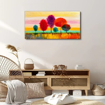 Tableau imprimé sur toile Paysage coloré avec des arbres