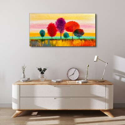 Tableau imprimé sur toile Paysage coloré avec des arbres