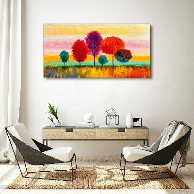 Tableau imprimé sur toile Paysage coloré avec des arbres