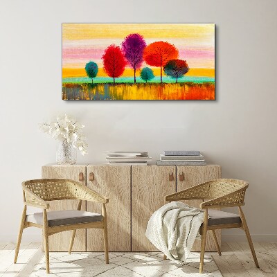 Tableau imprimé sur toile Paysage coloré avec des arbres