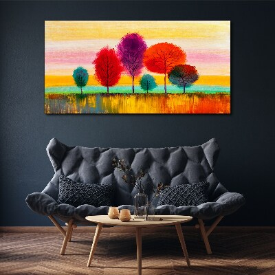 Tableau imprimé sur toile Paysage coloré avec des arbres