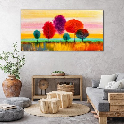 Tableau imprimé sur toile Paysage coloré avec des arbres