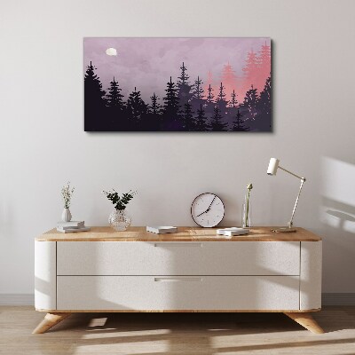 Tableau sur toile Coucher de soleil dans la forêt