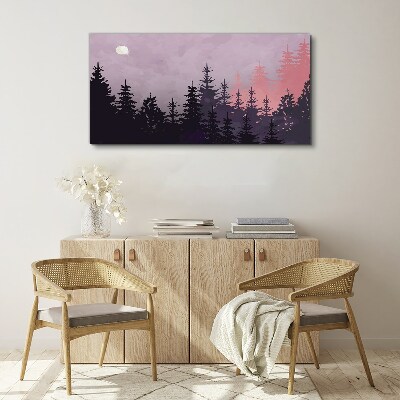 Tableau sur toile Coucher de soleil dans la forêt