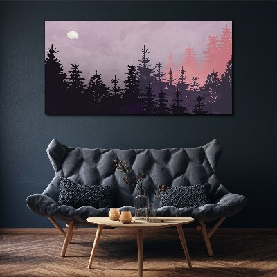 Tableau sur toile Coucher de soleil dans la forêt