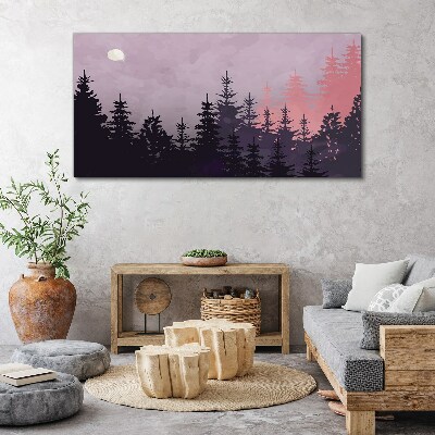 Tableau sur toile Coucher de soleil dans la forêt