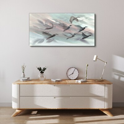 Tableau sur toile Vol d'oiseaux dans une aura pastel