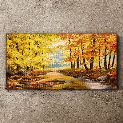 Tableau sur toile Paysage d'automne avec une rivière