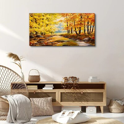 Tableau sur toile Paysage d'automne avec une rivière