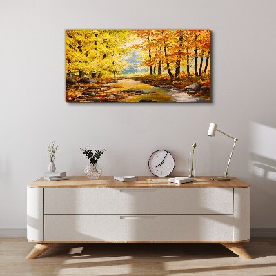 Tableau sur toile Paysage d'automne avec une rivière