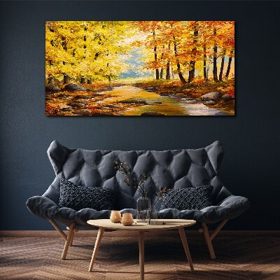 Tableau sur toile Paysage d'automne avec une rivière