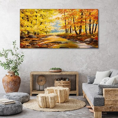 Tableau sur toile Paysage d'automne avec une rivière