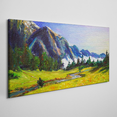 Tableau toile imprimée Paysage de montagne aux couleurs printanières