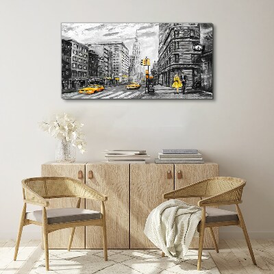 Tableau imprimé sur toile Rue de New York en taxis jaunes