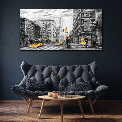 Tableau imprimé sur toile Rue de New York en taxis jaunes