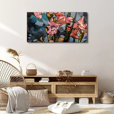 Tableau toile imprimée Un paysage floral aux tons roses