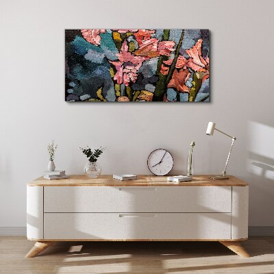 Tableau toile imprimée Un paysage floral aux tons roses