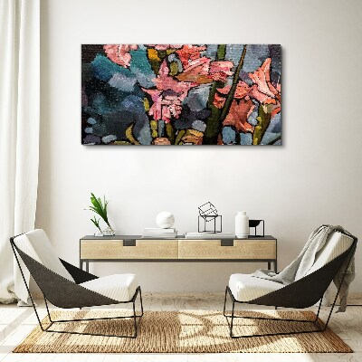 Tableau toile imprimée Un paysage floral aux tons roses
