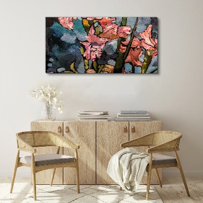 Tableau toile imprimée Un paysage floral aux tons roses