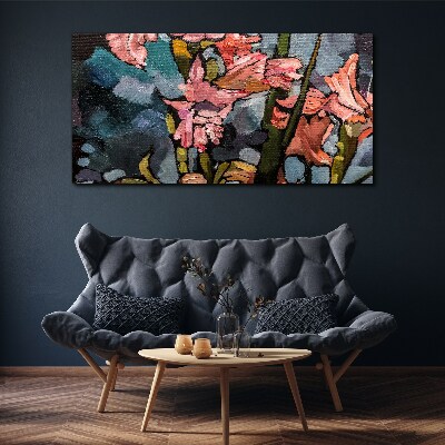 Tableau toile imprimée Un paysage floral aux tons roses