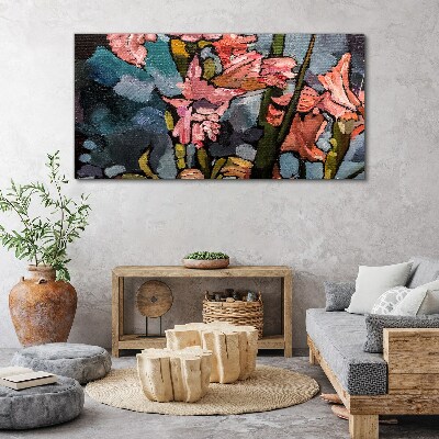 Tableau toile imprimée Un paysage floral aux tons roses