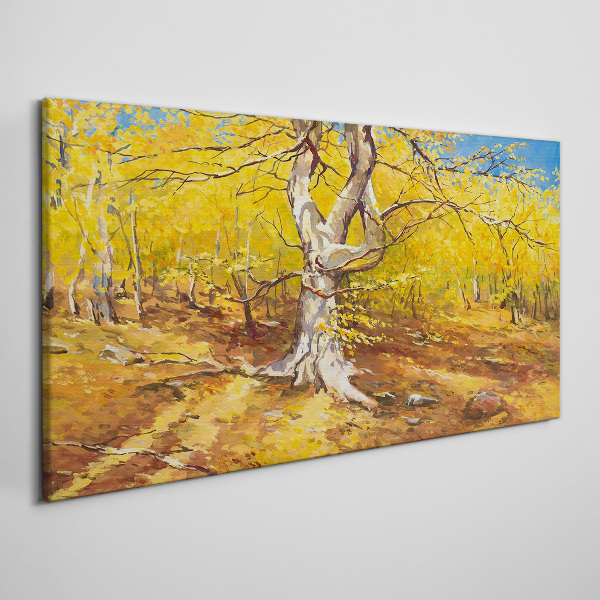 Tableau sur toile Forêt dorée dans l'aura d'automne