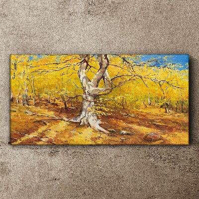 Tableau sur toile Forêt dorée dans l'aura d'automne