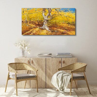 Tableau sur toile Forêt dorée dans l'aura d'automne