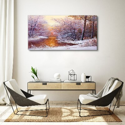 Tableau toile imprimée Paysage d'hiver avec une rivière