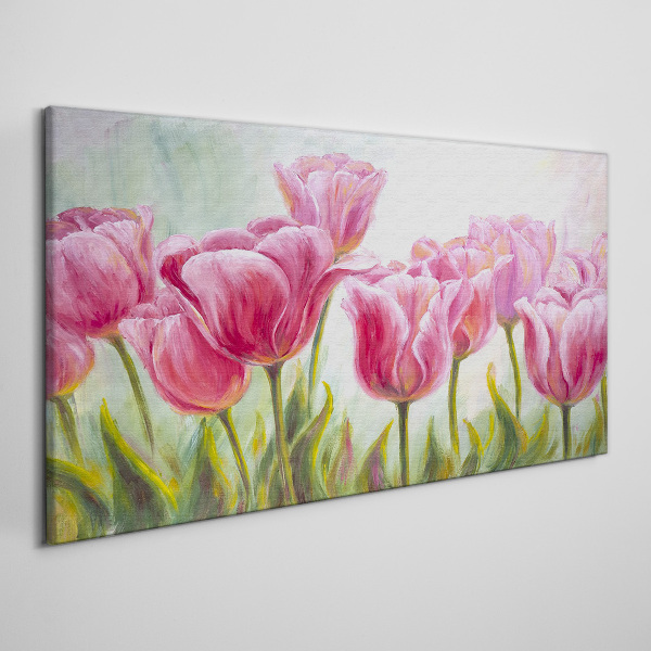 Tableau sur toile Tulipes roses dans la splendeur printanière