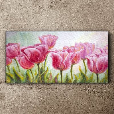 Tableau sur toile Tulipes roses dans la splendeur printanière