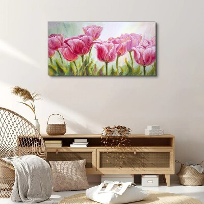 Tableau sur toile Tulipes roses dans la splendeur printanière