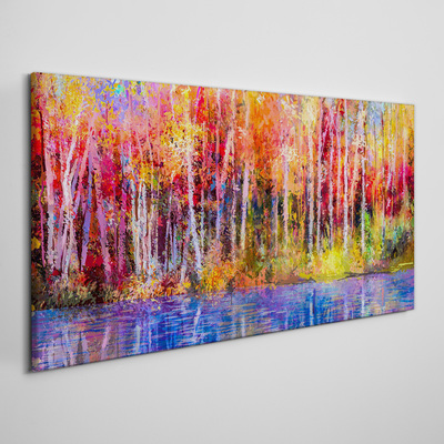 Tableau sur toile Couleurs d'automne au bord du lac