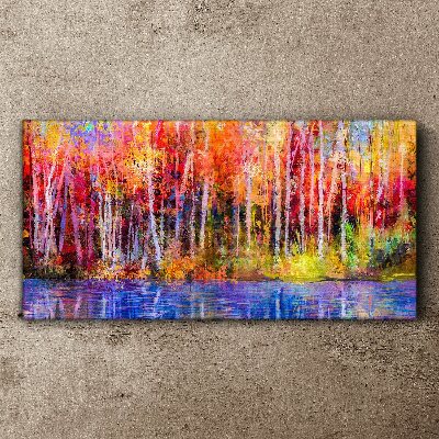 Tableau sur toile Couleurs d'automne au bord du lac