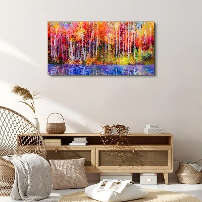 Tableau sur toile Couleurs d'automne au bord du lac