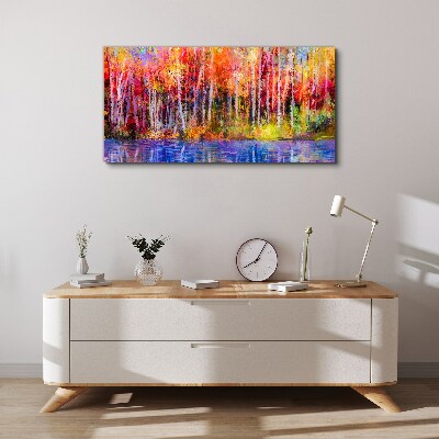 Tableau sur toile Couleurs d'automne au bord du lac