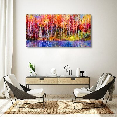 Tableau sur toile Couleurs d'automne au bord du lac
