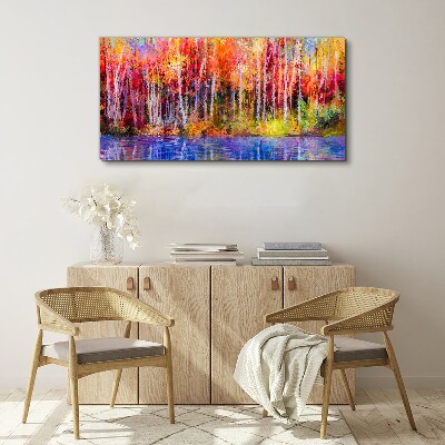 Tableau sur toile Couleurs d'automne au bord du lac