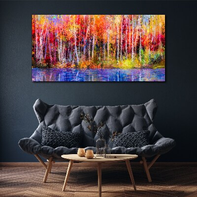 Tableau sur toile Couleurs d'automne au bord du lac