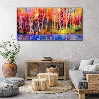 Tableau sur toile Couleurs d'automne au bord du lac
