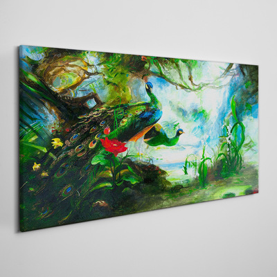 Tableau imprimé sur toile Le monde mystérieux des oiseaux paons