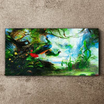 Tableau imprimé sur toile Le monde mystérieux des oiseaux paons