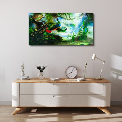 Tableau imprimé sur toile Le monde mystérieux des oiseaux paons