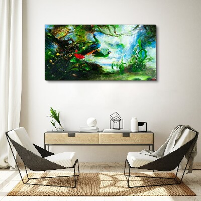 Tableau imprimé sur toile Le monde mystérieux des oiseaux paons